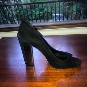 Brian Atwood peep toe mirror heel